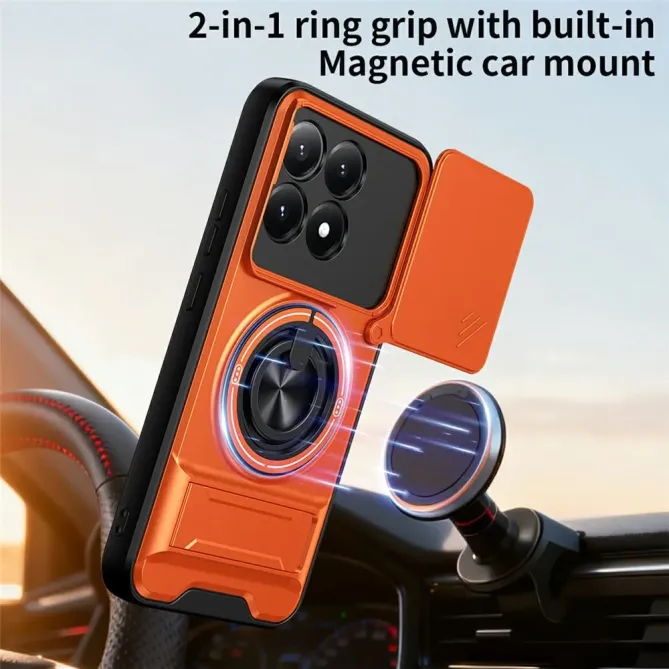 Coque Xiaomi 15T Magnétique Anneau Support et Cache Caméra Coulissant