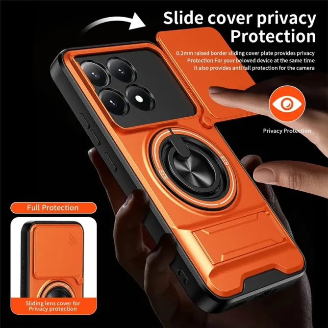Coque Xiaomi 15T Magnétique Anneau Support et Cache Caméra Coulissant