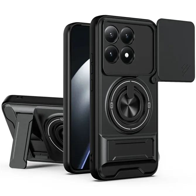 Coque Xiaomi 15T Magnétique Anneau Support et Cache Caméra Coulissant