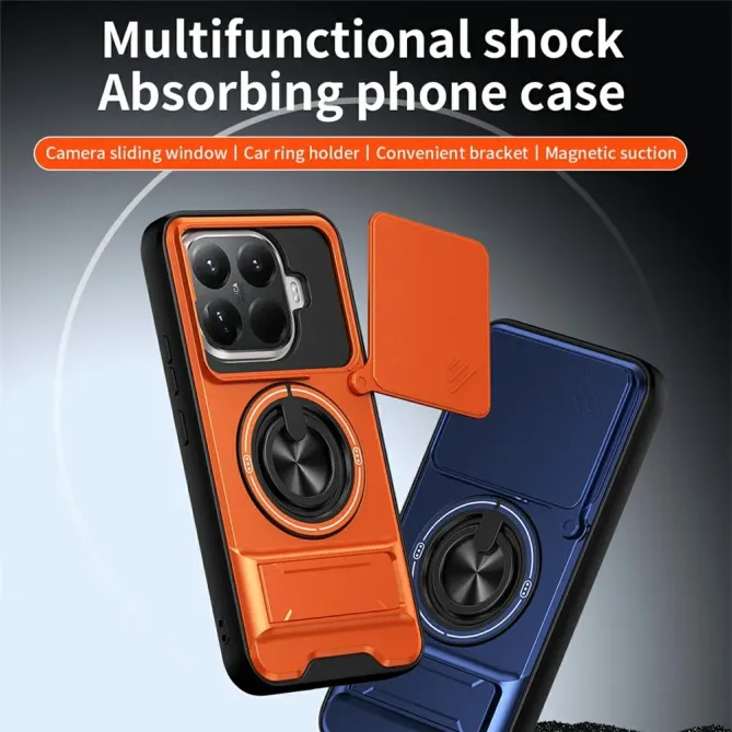 Coque Xiaomi 15T Pro Magnétique Anneau Support et Cache Caméra Couliss