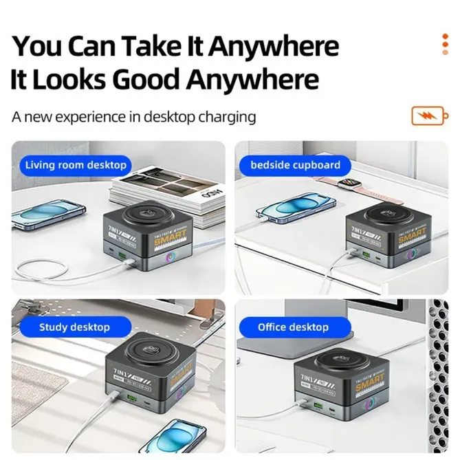 Station Charge 7en1 80W Chargeur Bureau Sans Fil