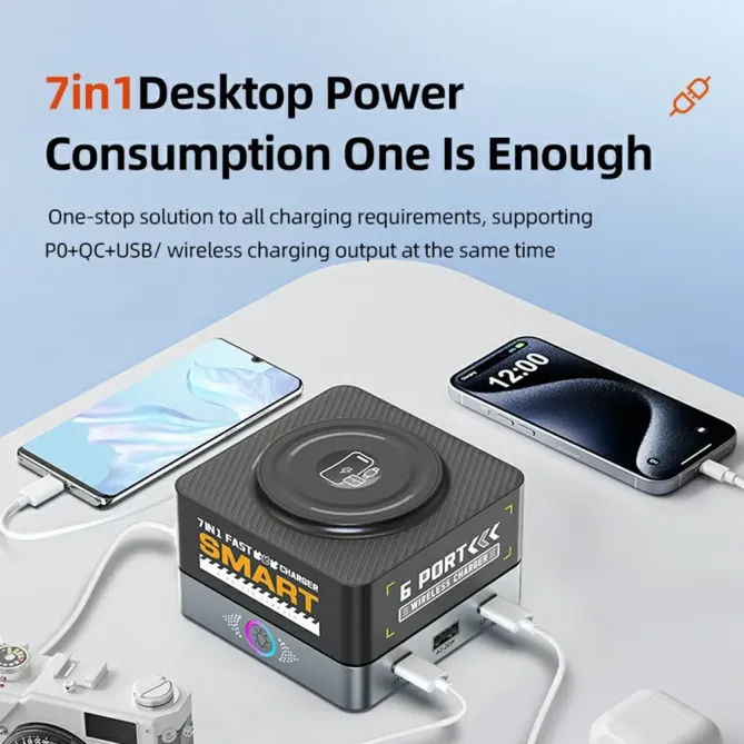 Station Charge 7en1 80W Chargeur Bureau Sans Fil