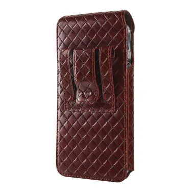 Étui Ceinture Universel Tressé Vertical pour Smartphone jusqu'à 6.5 pouces avec Porte-Carte Marron - photo 9