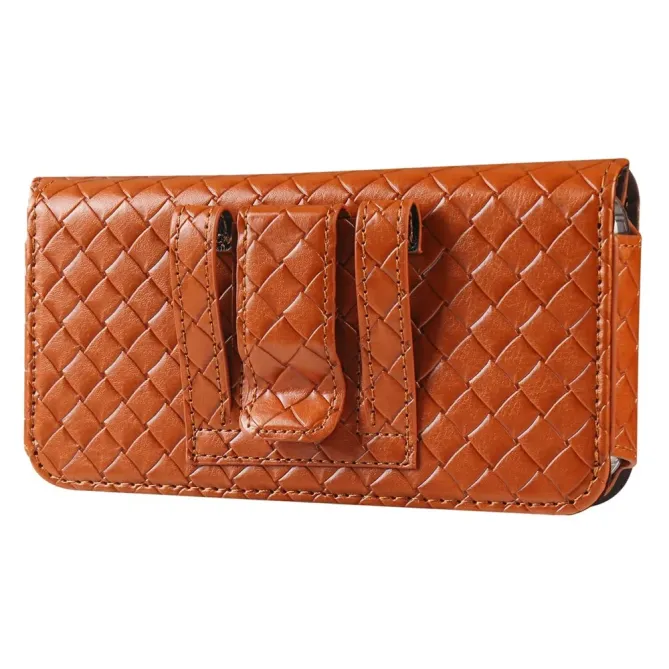 Étui Ceinture Universel Tressé pour Smartphone jusqu'à 7.2 pouces avec Porte-Carte Marron Clair - photo 2