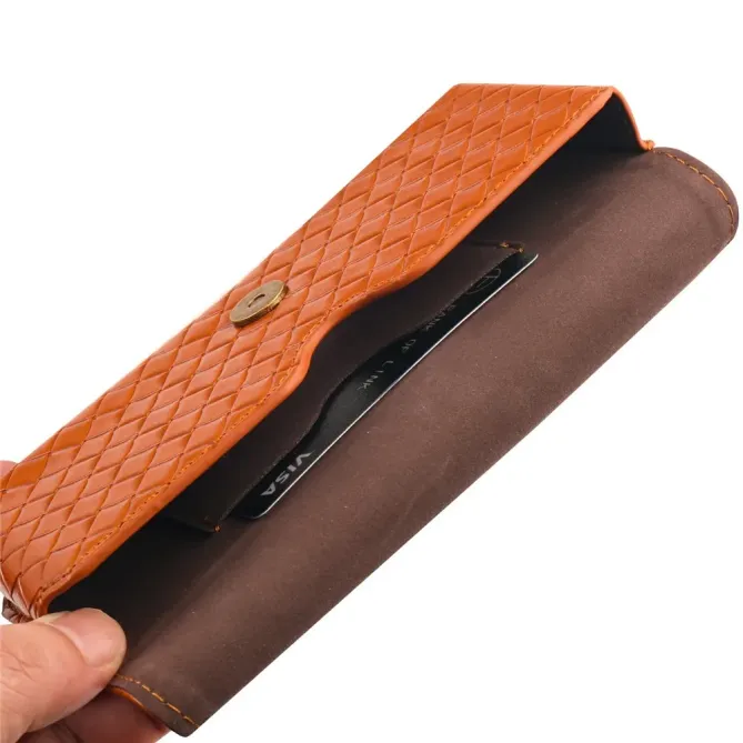 Étui Ceinture Universel Tressé pour Smartphone jusqu'à 7.2 pouces avec Porte-Carte Marron Clair - photo 5