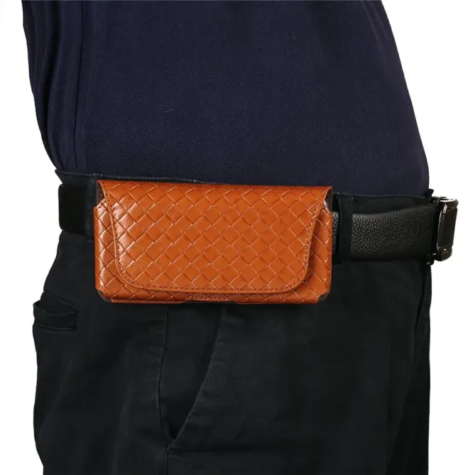 Étui Ceinture Universel Tressé pour Smartphone jusqu'à 7.2 pouces avec Porte-Carte Marron Clair - photo 7