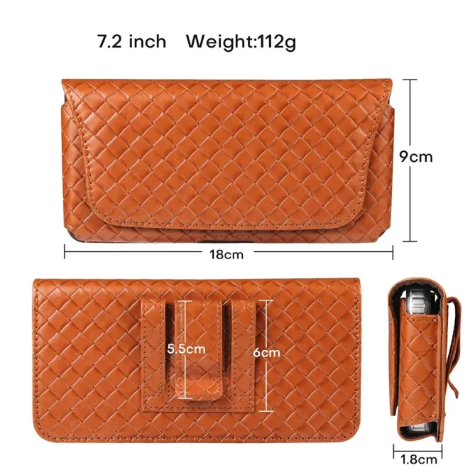Étui Ceinture Universel Tressé pour Smartphone jusqu'à 7.2 pouces avec Porte-Carte Marron Clair - photo 8