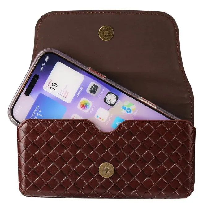 Étui Ceinture Universel Tressé pour Smartphone jusqu'à 7.2 pouces avec Porte-Carte Marron - photo 19