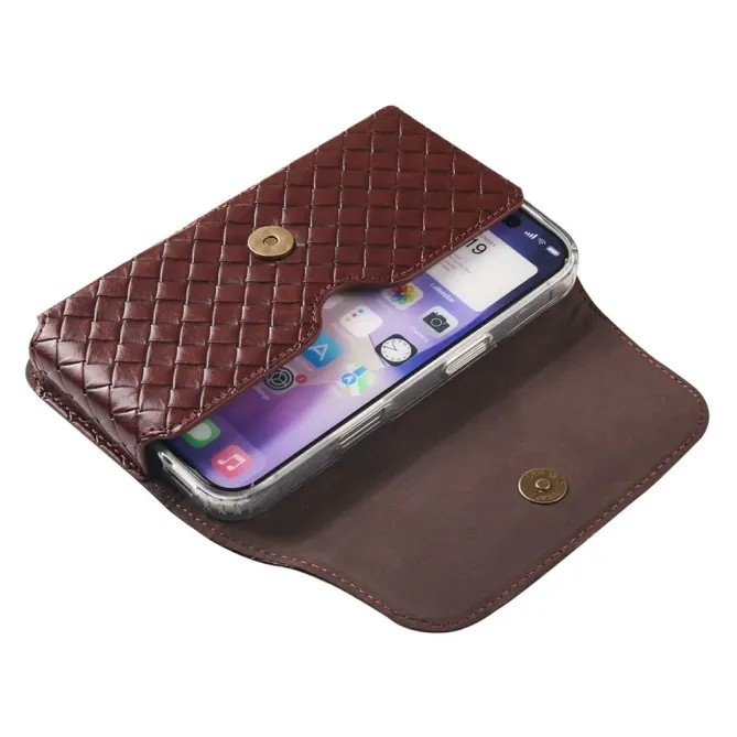Étui Ceinture Universel Tressé pour Smartphone jusqu'à 7.2 pouces avec Porte-Carte Marron - photo 20