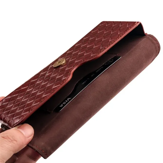 Étui Ceinture Universel Tressé pour Smartphone jusqu'à 7.2 pouces avec Porte-Carte Marron - photo 21