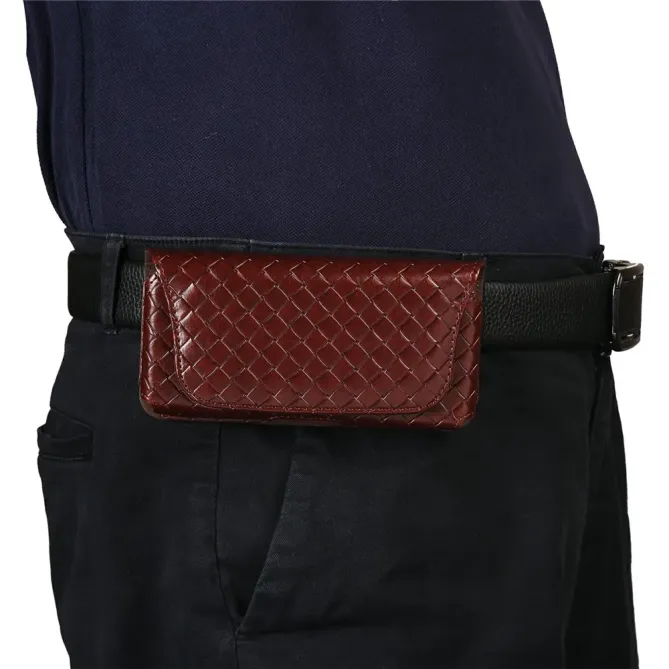 Étui Ceinture Universel Tressé pour Smartphone jusqu'à 7.2 pouces avec Porte-Carte Marron - photo 23