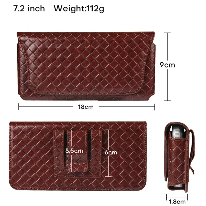 Étui Ceinture Universel Tressé pour Smartphone jusqu'à 7.2 pouces avec Porte-Carte Marron - photo 24