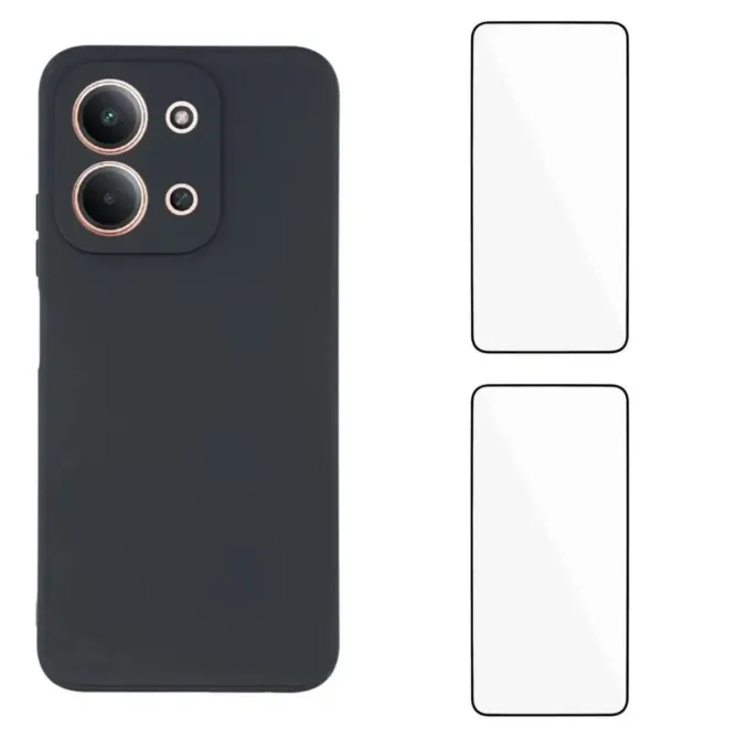Pack Coque Silicone Xiaomi Redmi 15C 4G / 5G Bords Droits avec Verres 
