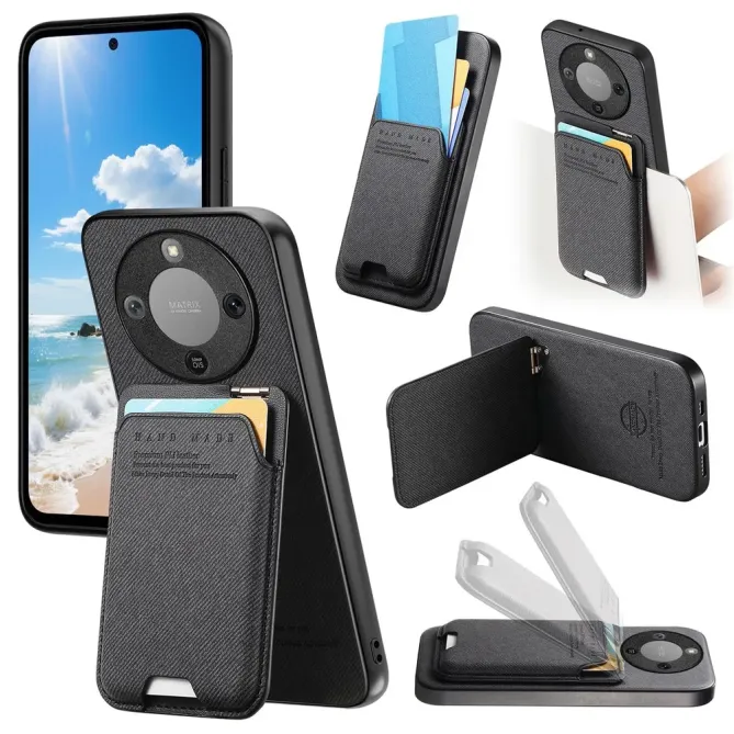 Coque Honor Magic 8 Lite / X9d 5G Tissu Texture avec Porte-Carte Suppo