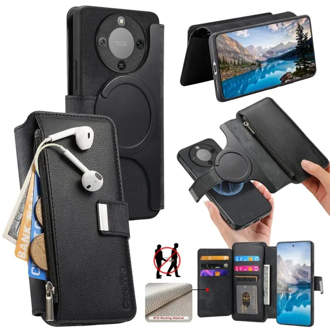 Housse Honor Magic 8 Lite / X9d 5G Zippée avec Coque Détachable | MW-02 Noir - photo 3