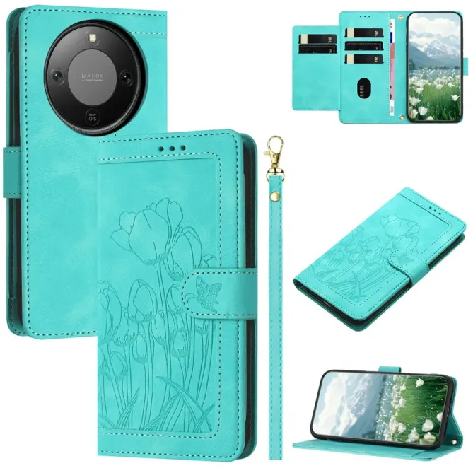 Housse Honor Magic 8 Lite / X9d 5G Portefeuille 5 Cartes Tulipes