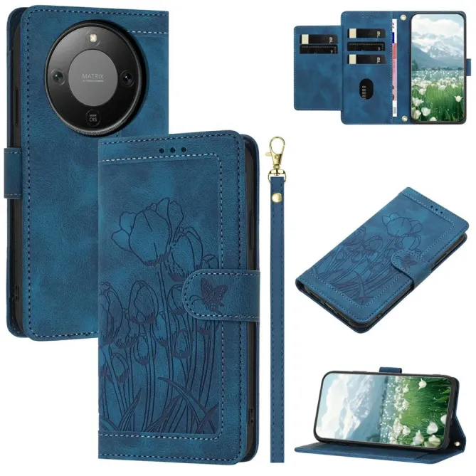 Housse Honor Magic 8 Lite / X9d 5G Portefeuille 5 Cartes Tulipes