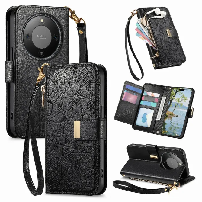 Housse Honor Magic 8 Lite / X9d 5G portefeuille floral zippé | FLORE