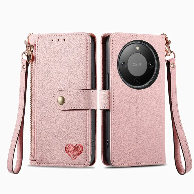 Housse Honor Magic 8 Lite / X9d 5G RFID Zippée avec Dragonne | CŒUR