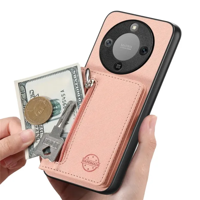 Coque Honor Magic 8 Lite / X9d 5G Zippée Texture Jean avec Porte-Carte