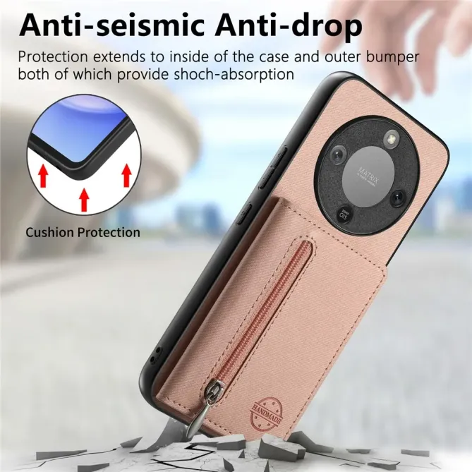 Coque Honor Magic 8 Lite / X9d 5G Zippée Texture Jean avec Porte-Carte