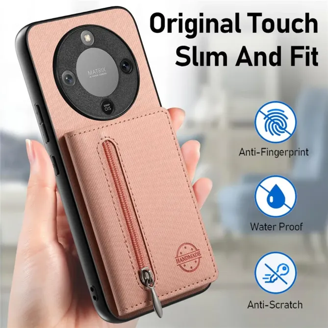 Coque Honor Magic 8 Lite / X9d 5G Zippée Texture Jean avec Porte-Carte