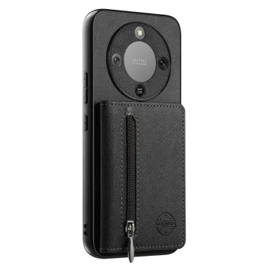 Coque Honor Magic 8 Lite / X9d 5G Zippée Texture Jean avec Porte-Carte