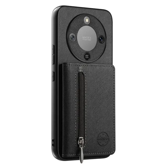 Coque Honor Magic 8 Lite / X9d 5G Zippée Texture Jean avec Porte-Carte