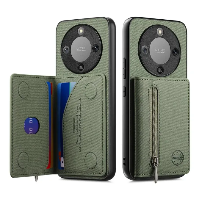 Coque Honor Magic 8 Lite / X9d 5G Zippée Texture Jean avec Porte-Carte