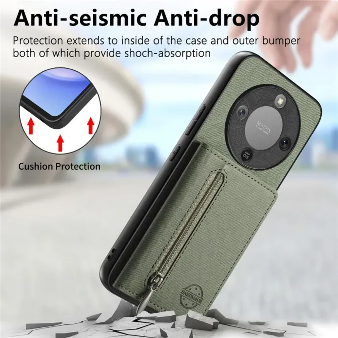 Coque Honor Magic 8 Lite / X9d 5G Zippée Texture Jean avec Porte-Carte