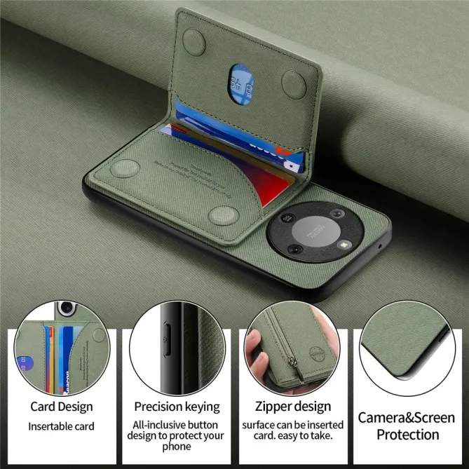 Coque Honor Magic 8 Lite / X9d 5G Zippée Texture Jean avec Porte-Carte