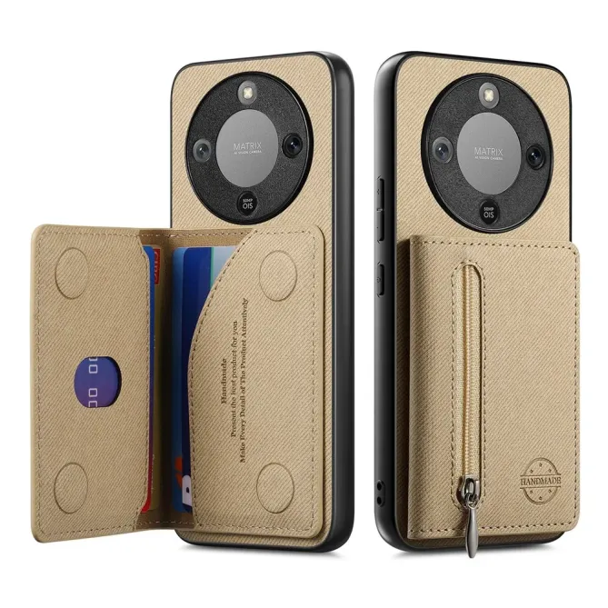 Coque Honor Magic 8 Lite / X9d 5G Zippée Texture Jean avec Porte-Carte