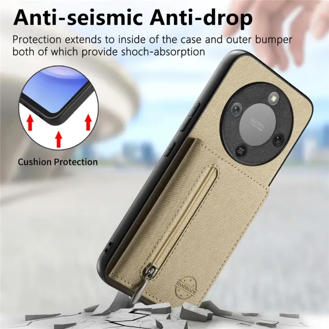 Coque Honor Magic 8 Lite / X9d 5G Zippée Texture Jean avec Porte-Carte