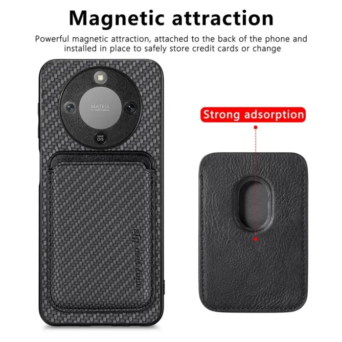 Coque Honor Magic 8 Lite / X9d 5G Fibre de Carbone Porte-cartes détach