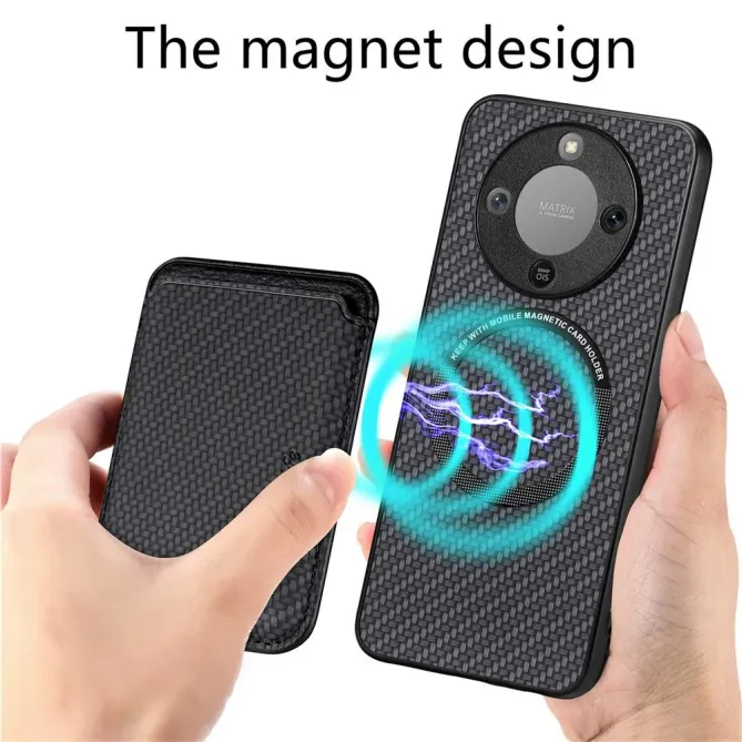 Coque Honor Magic 8 Lite / X9d 5G Fibre de Carbone Porte-cartes détach