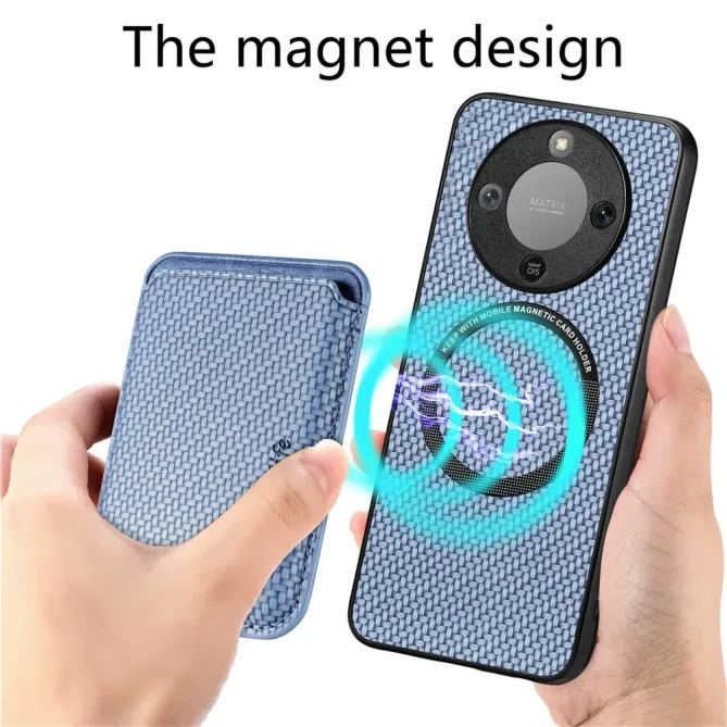 Coque Honor Magic 8 Lite / X9d 5G Fibre de Carbone Porte-cartes détach