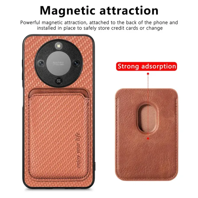 Coque Honor Magic 8 Lite / X9d 5G Fibre de Carbone Porte-cartes détach