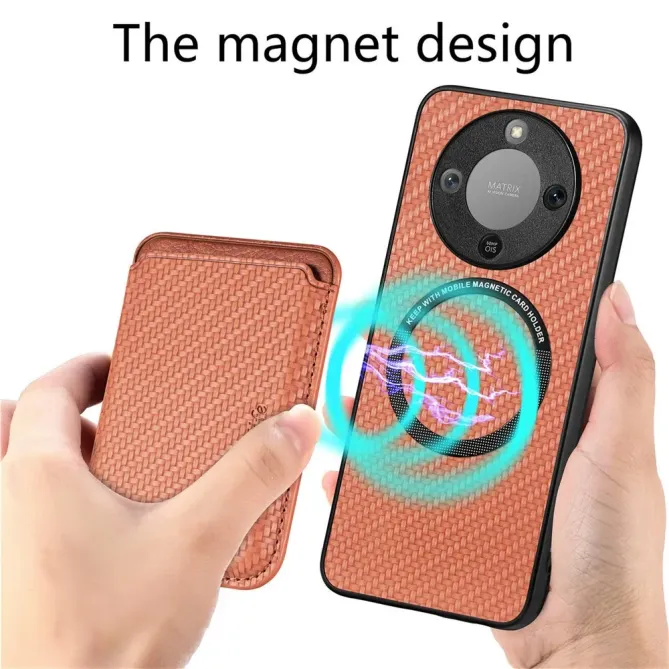 Coque Honor Magic 8 Lite / X9d 5G Fibre de Carbone Porte-cartes détach