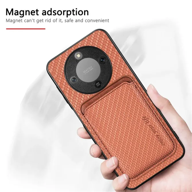 Coque Honor Magic 8 Lite / X9d 5G Fibre de Carbone Porte-cartes détach