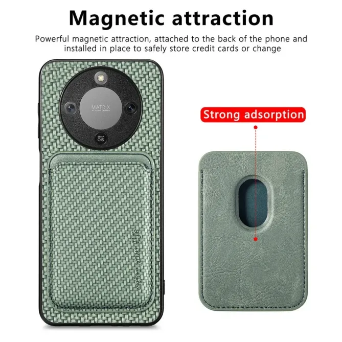 Coque Honor Magic 8 Lite / X9d 5G Fibre de Carbone Porte-cartes détach