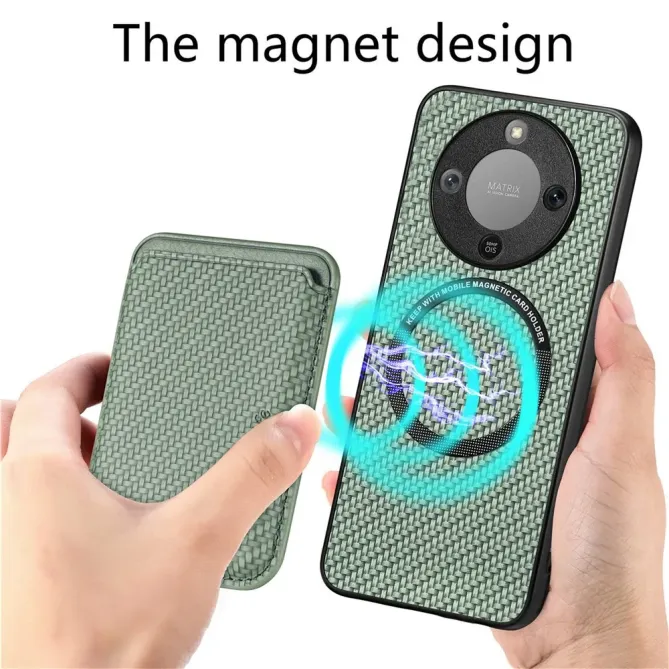 Coque Honor Magic 8 Lite / X9d 5G Fibre de Carbone Porte-cartes détach
