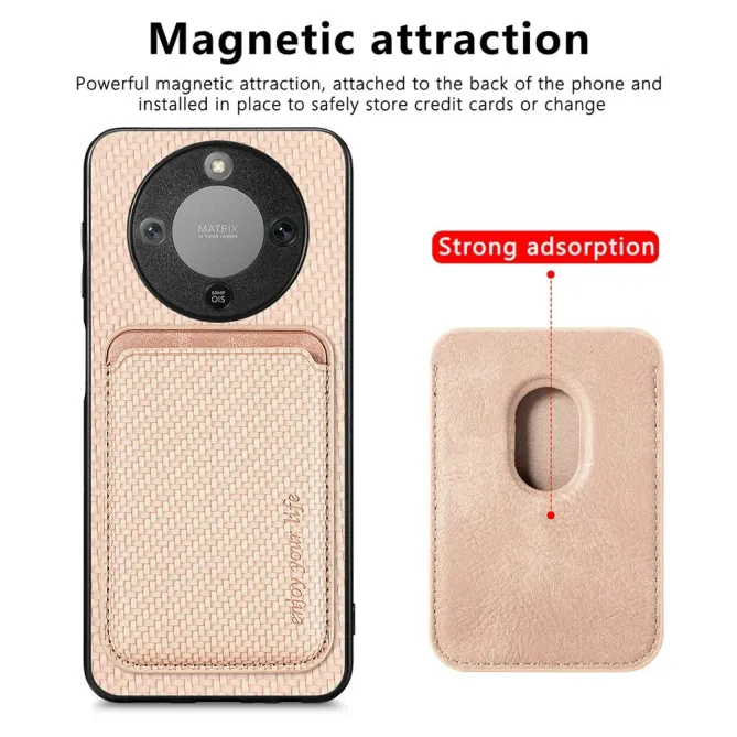 Coque Honor Magic 8 Lite / X9d 5G Fibre de Carbone Porte-cartes détach