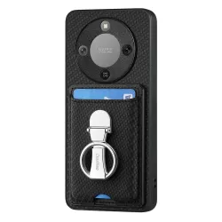 Coque Honor Magic 8 Lite / X9d 5G Texture Carbone avec Porte-Cartes et