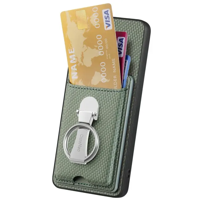 Coque Honor Magic 8 Lite / X9d 5G Texture Carbone avec Porte-Cartes et Support Anneau Vert foncé - photo 17