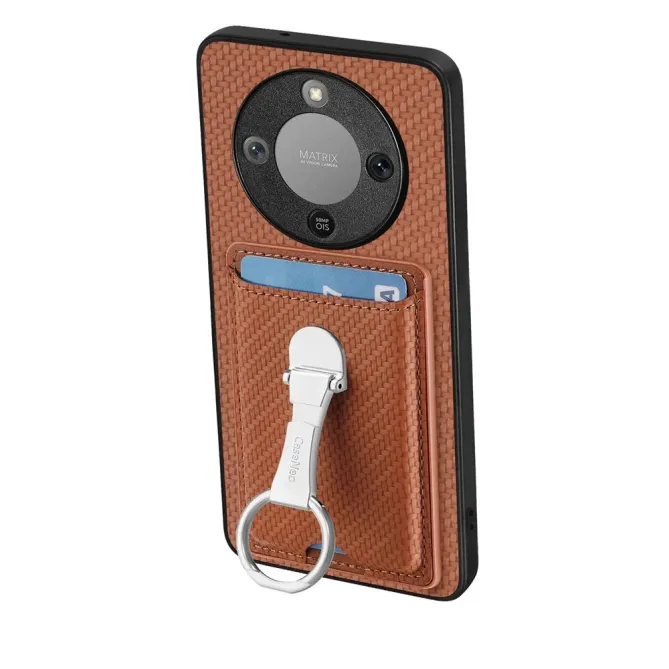 Coque Honor Magic 8 Lite / X9d 5G Texture Carbone avec Porte-Cartes et