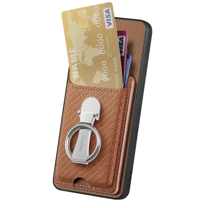 Coque Honor Magic 8 Lite / X9d 5G Texture Carbone avec Porte-Cartes et