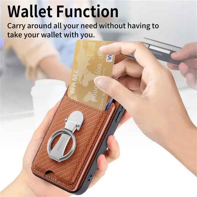 Coque Honor Magic 8 Lite / X9d 5G Texture Carbone avec Porte-Cartes et