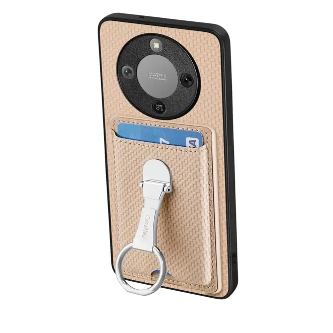 Coque Honor Magic 8 Lite / X9d 5G Texture Carbone avec Porte-Cartes et