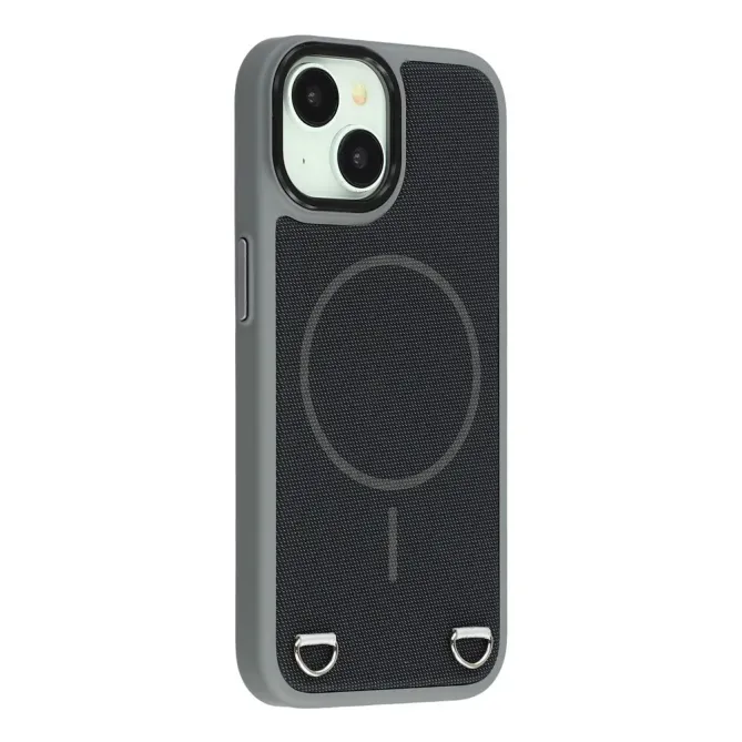 Coque iPhone 15 MagSafe tissu technique avec porte-cartes