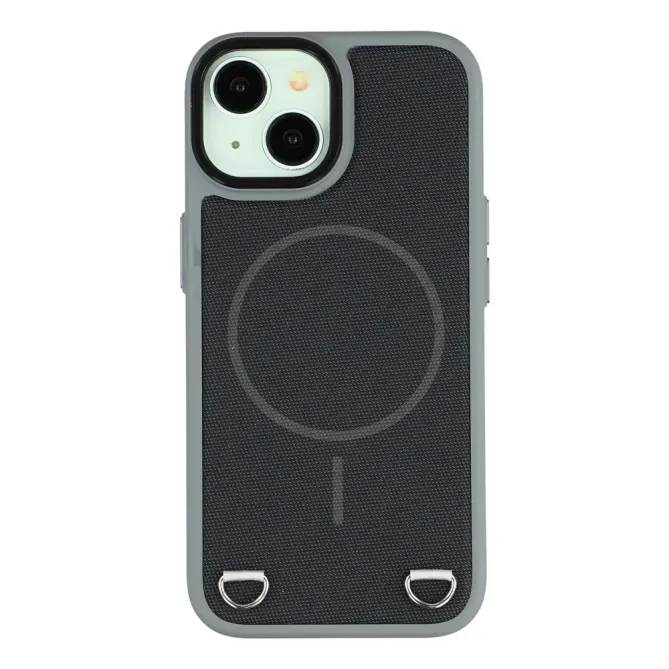 Coque iPhone 15 MagSafe tissu technique avec porte-cartes